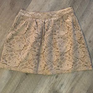 Beige Brown Floral Lace Skirt Womans sz Medium